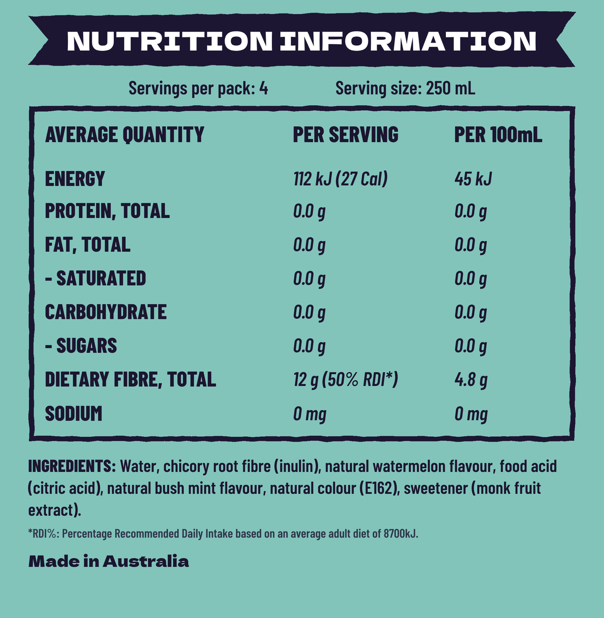Sorted Prebiotic Mint & Watermelon - 4 x 250ml