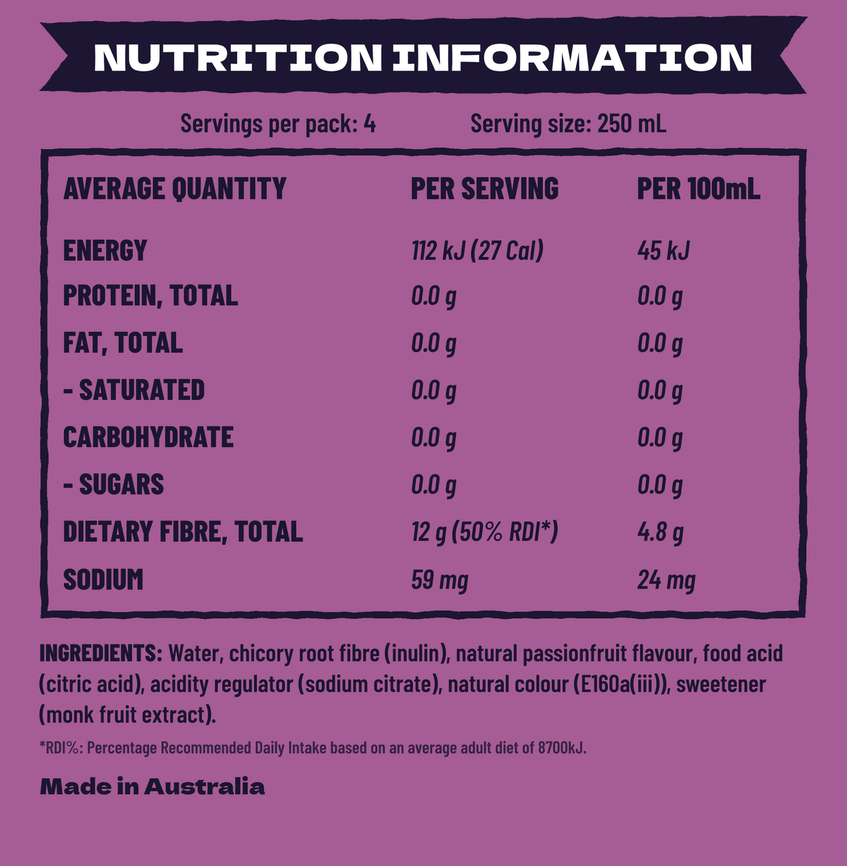 Sorted Prebiotic Passionfruit - 4 x 250ml