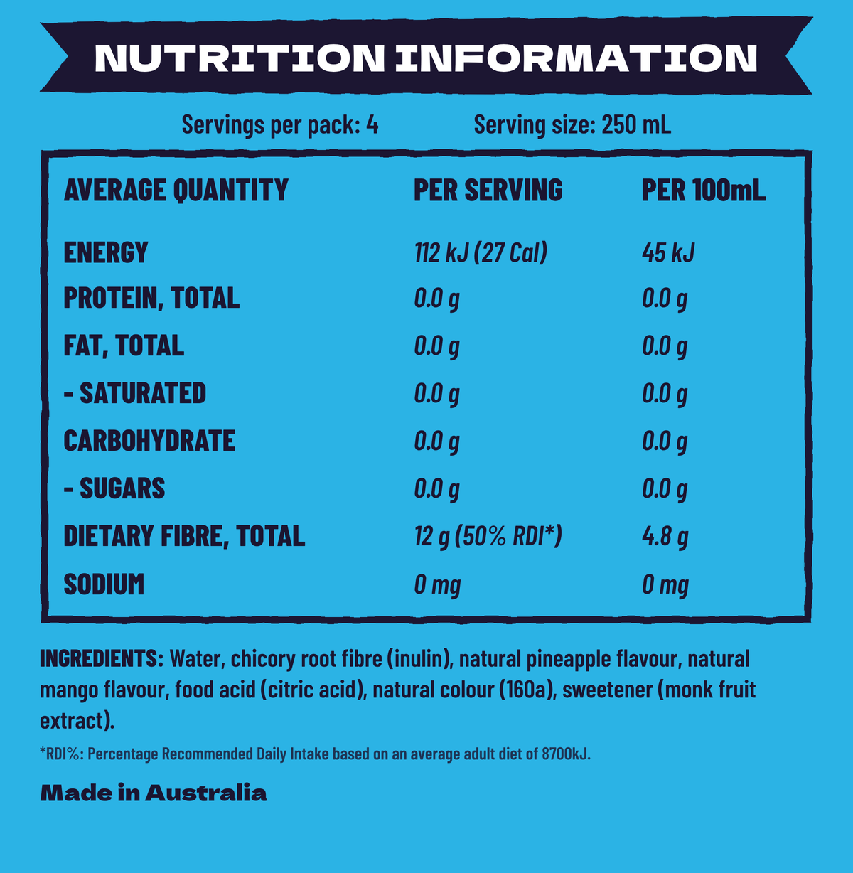 Sorted Prebiotic Pineapple & Mango - 4 x 250ml