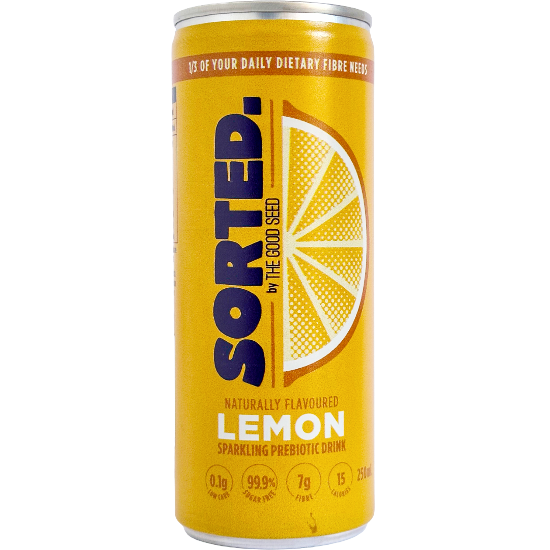 SORTED Lemon prebiotic soft drink can