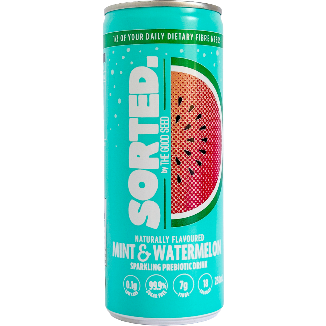 SORTED Mint & Watermelon prebiotic soft drink can