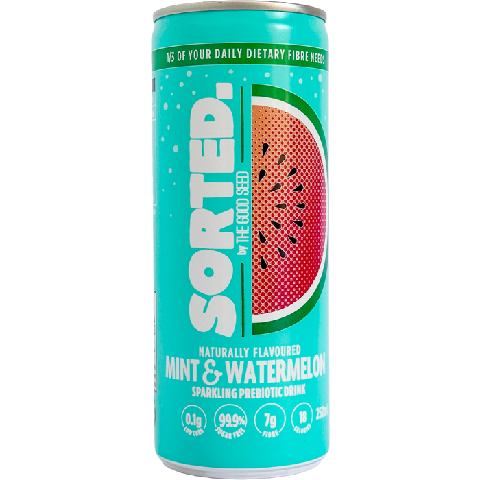SORTED Mint & Watermelon prebiotic soft drink can