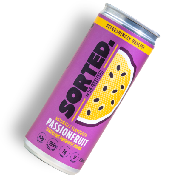 sorted drinks - passionfruit - sugar-free prebiotic soft drink for better gut health